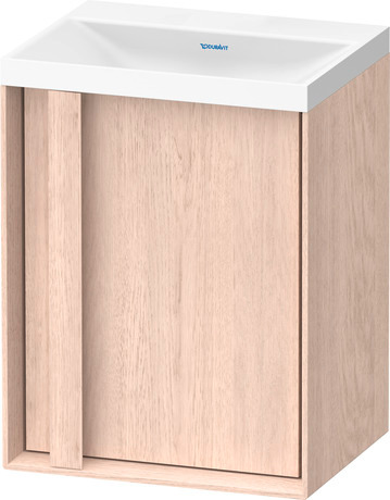 Set c-shaped sospeso, OC4554NH7H70000 Rovere chiaro massello opaco Legno massello, Articoli inclusi nel set: Lavamani c-shaped, Colore ceramica: Bianco satinato, Numero dei fori rubinetteria: 0, Maniglia Rovere chiaro massello, Troppopieno: No, Bordo per la rubinetteria: Sì, Incl. piletta a scarico libero, Incl. tappo in DuroCast, Incl. rubinetteria: No
