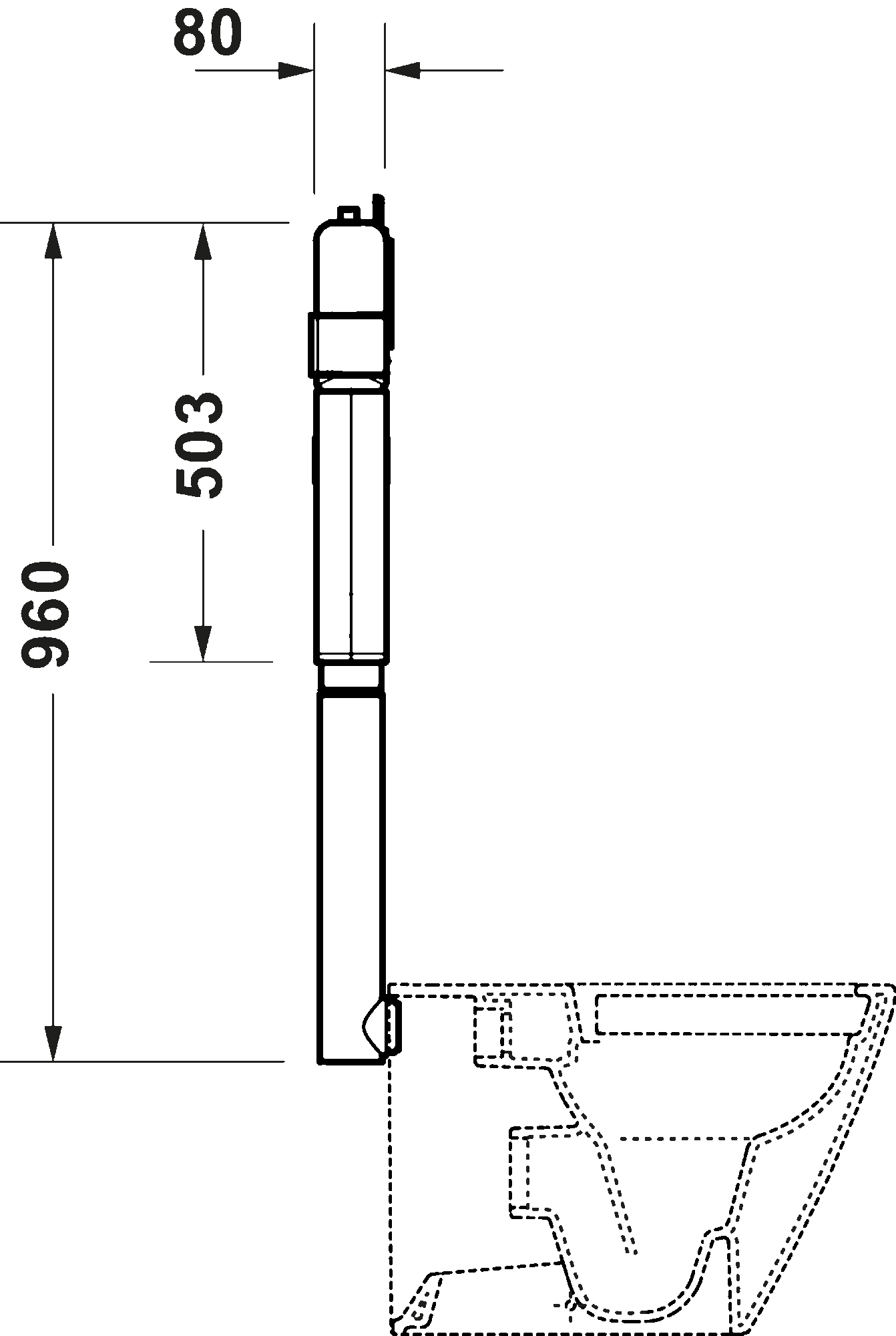 Installation element wet installation for WC, WD1037
