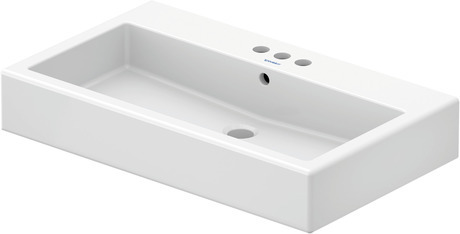 Wall Mounted Sink, 0454800087 White High Gloss, Number of faucet holes: 3 Middle, Overflow: Yes, Soap dispenser position: Left