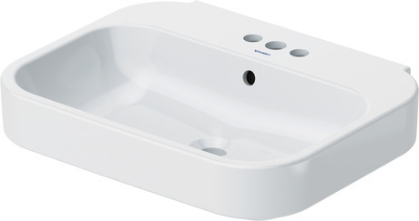 Wall Mounted Sink, 2316600087 White High Gloss, Number of basins: 1, Number of faucet holes: 3 Left, Middle, Right, Back side glazed: No