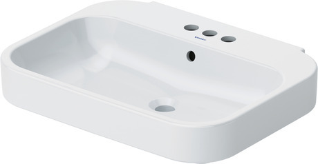 Wall Mounted Sink, 2316650087 White High Gloss, Number of basins: 1, Number of faucet holes: 3 Left, Middle, Right, Back side glazed: No