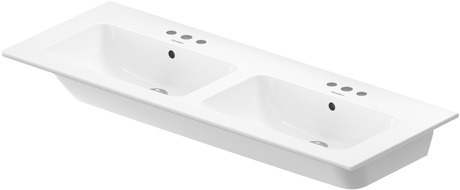 Wall Mounted Sink, 2336130087 White High Gloss, Number of basins: 2, Number of faucet holes: 3 Left, Middle, Right