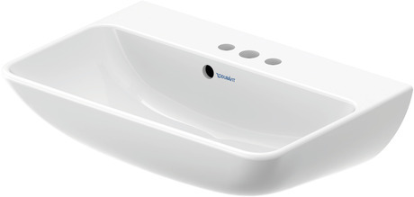 Wall Mounted Sink, 2343600087 White High Gloss, Number of faucet holes: 3 Left, Middle, Right