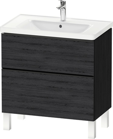 Vanity cabinet with sink, DE0218OBD160000 Oak Black Matte Decor, Set items: Vanity Cabinet, Wall Mounted Sink, Article No.: DE43970BD160000, 2367800000, Rectangular, Number of basins: 1, Includes faucet deck, Square, Number of drawers: 2, Number of basins: 1Middle, Matte, Number of drawers: 2