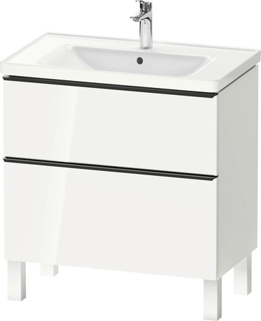 Vanity cabinet with sink, DE0218OBD220000 White High Gloss Decor, Set items: Vanity Cabinet, Wall Mounted Sink, Article No.: DE43970BD220000, 2367800000, Rectangular, Number of basins: 1, Includes faucet deck, Square, Number of drawers: 2, Number of basins: 1Middle, High Gloss, Number of drawers: 2