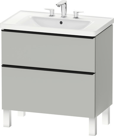 Vanity cabinet with sink, DE0218TBD070000 Concrete Gray Matte Decor, Set items: Vanity Cabinet, Wall Mounted Sink, Article No.: DE43970BD070000, 2367800087, D-shaped, Number of basins: 1, Includes faucet deck, Square, Number of drawers: 2, Number of basins: 1Middle, Matte, Number of drawers: 2
