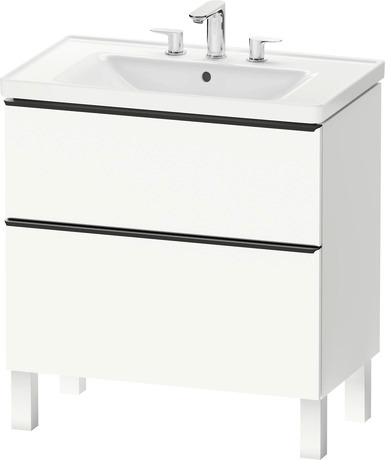 Vanity cabinet with sink, DE0218TBD180000 White Matte Decor, Set items: Vanity Cabinet, Wall Mounted Sink, Article No.: DE43970BD180000, 2367800087, D-shaped, Number of basins: 1, Includes faucet deck, Square, Number of drawers: 2, Number of basins: 1Middle, Matte, Number of drawers: 2