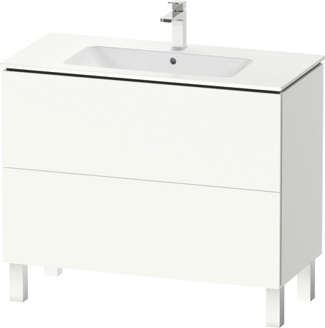 Vanity cabinet with sink, LC0128O18180000 White Matte Decor, Set items: Vanity Cabinet, Wall Mounted Sink, Article No.: LC6749018180000, 2336100000, Rectangular, Number of basins: 1, Includes faucet deck, Number of drawers: 2, Number of basins: 1Middle, Handle type: Without handle, Matte, Number of drawers: 2