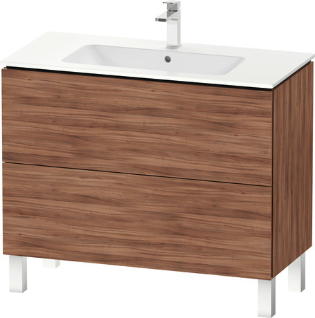 Vanity cabinet with sink, LC0128O79790000 Walnut Matte Decor, Set items: Vanity Cabinet, Wall Mounted Sink, Article No.: LC6749079790000, 2336100000, Rectangular, Number of basins: 1, Includes faucet deck, Number of drawers: 2, Number of basins: 1Middle, Handle type: Without handle, Matte, Number of drawers: 2