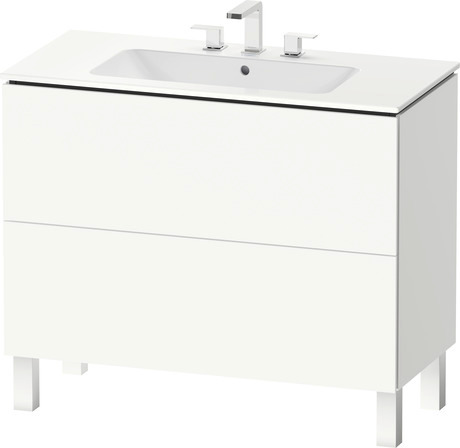 Vanity cabinet with sink, LC0128T18180000 White Matte Decor, Set items: Vanity Cabinet, Wall Mounted Sink, Article No.: LC6749018180000, 2336100087, Rectangular, Number of basins: 1, Includes faucet deck, Number of drawers: 2, Number of basins: 1Middle, Handle type: Without handle, Matte, Number of drawers: 2