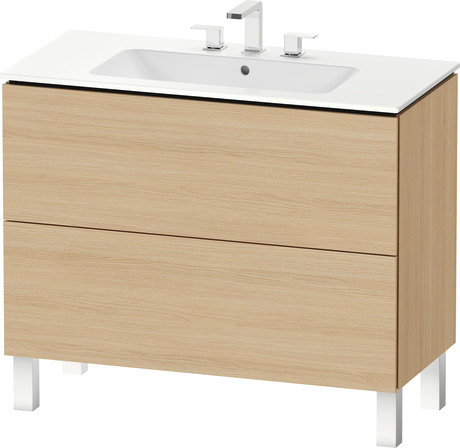 Vanity cabinet with sink, LC0128T30300000 Natural oak Matte Decor, Set items: Vanity Cabinet, Wall Mounted Sink, Article No.: LC6749030300000, 2336100087, Rectangular, Number of basins: 1, Includes faucet deck, Number of drawers: 2, Number of basins: 1Middle, Handle type: Without handle, Matte, Number of drawers: 2