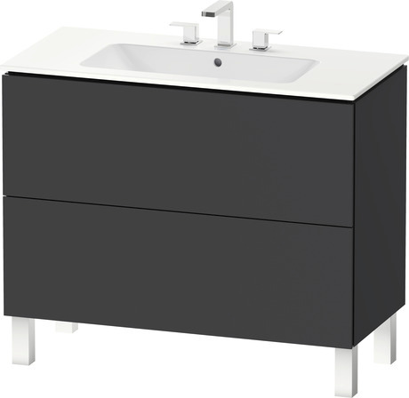 Vanity cabinet with sink, LC0128T49490000 Graphite Matte Decor, Set items: Vanity Cabinet, Wall Mounted Sink, Article No.: LC6749049490000, 2336100087, Rectangular, Number of basins: 1, Includes faucet deck, Number of drawers: 2, Number of basins: 1Middle, Handle type: Without handle, Matte, Number of drawers: 2