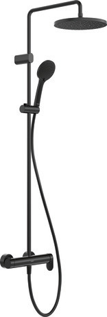 Shower system, WA4280007A46 only for Asian markets, Black Matt, Height: 1124 mm, Flow rate of hand shower (3 bar): 6 l/min, Flow rate of showerhead (3 bar): 6,5 l/min