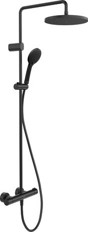Shower system, WA4280008A46 only for Asian markets, Black Matt, Height: 1124 mm, Flow rate of hand shower (3 bar): 6 l/min, Flow rate of showerhead (3 bar): 6 l/min