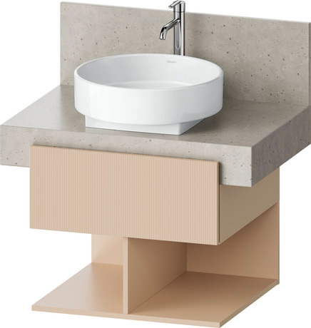 Console vanity unit wall-mounted, BA50420JEIE0000 Front: Sand Beige Structured Matt, Decor, Corpus: Sand Beige Matt, Decor