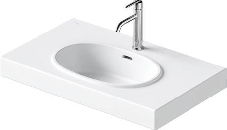 Washbasin, 241280AC00 White Satin Matt, Number of faucet holes per wash area: 1 Middle