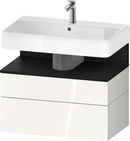 Wastafelonderbouw hangend, QA4394016220000 Wit Hoogglans Decor, Nis: Eiken zwart Mat, Decor
