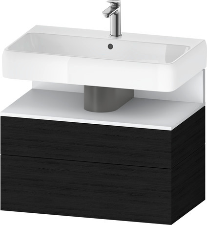 Wastafelonderbouw hangend, QA4394018160000 Eiken zwart Mat Decor, Nis: Wit Mat, Decor