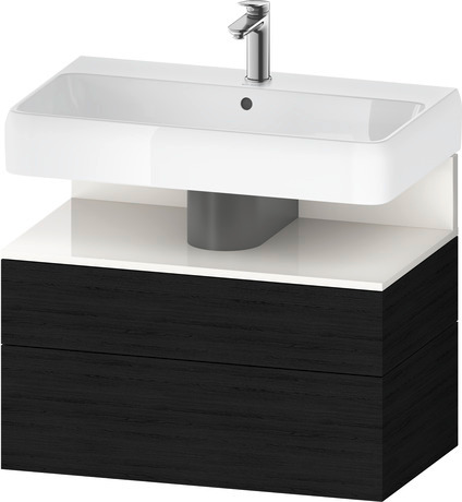 Wastafelonderbouw hangend, QA4394022160000 Eiken zwart Mat Decor, Nis: Wit Hoogglans, Decor