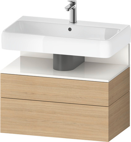 Wastafelonderbouw hangend, QA4394022300000 Natuur eiken Mat Decor, Nis: Wit Hoogglans, Decor