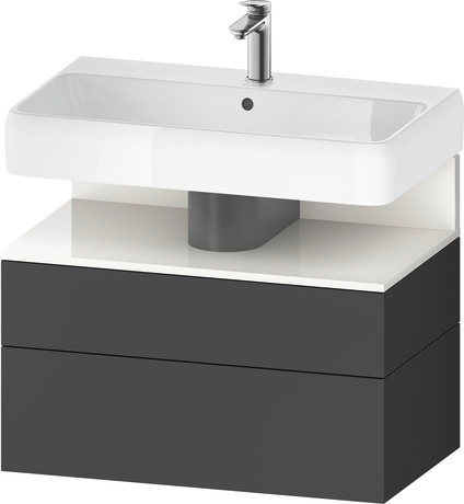 Wastafelonderbouw hangend, QA4394022490000 Grafiet Mat Decor, Nis: Wit Hoogglans, Decor