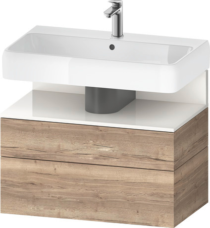 Wastafelonderbouw hangend, QA4394022550000 Gemarmerd eikenhout Mat Decor, Nis: Wit Hoogglans, Decor