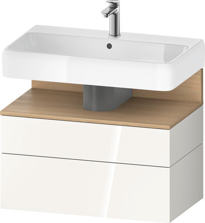 Wastafelonderbouw hangend, QA4394030220000 Wit Hoogglans Decor, Nis: Natuur eiken Mat, Decor