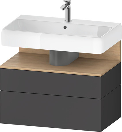 Wastafelonderbouw hangend, QA4394030490000 Grafiet Mat Decor, Nis: Natuur eiken Mat, Decor