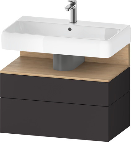 Wastafelonderbouw hangend, QA4394030800000 Grafiet Supermat Decor, Nis: Natuur eiken Mat, Decor