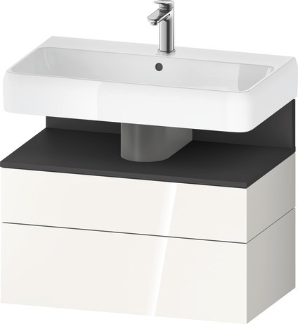 Wastafelonderbouw hangend, QA4394049220000 Wit Hoogglans Decor, Nis: Grafiet Mat, Decor