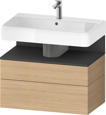 Wastafelonderbouw hangend, QA4394049300000 Natuur eiken Mat Decor, Nis: Grafiet Mat, Decor