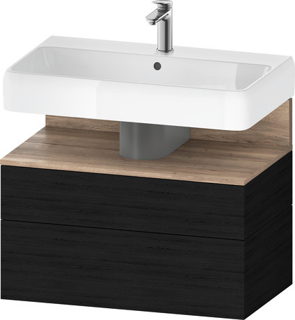Wastafelonderbouw hangend, QA4394055160000 Eiken zwart Mat Decor, Nis: Gemarmerd eikenhout Mat, Decor