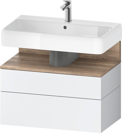 Wastafelonderbouw hangend, QA4394055180000 Wit Mat Decor, Nis: Gemarmerd eikenhout Mat, Decor