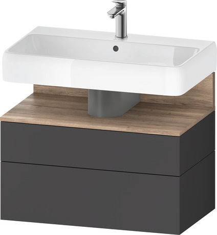 Wastafelonderbouw hangend, QA4394055490000 Grafiet Mat Decor, Nis: Gemarmerd eikenhout Mat, Decor