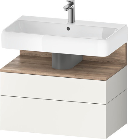 Wastafelonderbouw hangend, QA4394055840000 Wit Supermat Decor, Nis: Gemarmerd eikenhout Mat, Decor