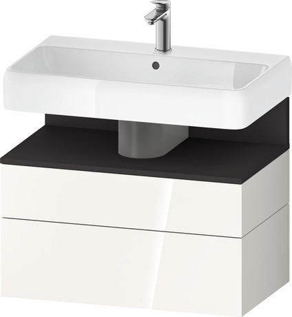 Wastafelonderbouw hangend, QA4394080220000 Wit Hoogglans Decor, Nis: Grafiet Supermat, Decor