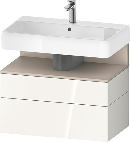 Wastafelonderbouw hangend, QA4394091220000 Wit Hoogglans Decor, Nis: Taupe Mat, Decor