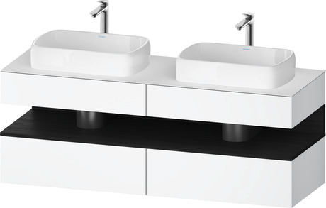 Console wastafelonderbouw hangend, QA4779016180000 front: Wit Mat, Decor, corpus: Wit Mat, Decor, console: Wit Mat, Lak, Nis: Eiken zwart Mat, Decor