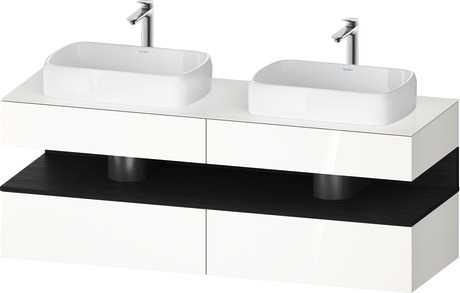 Console wastafelonderbouw hangend, QA4779016220000 front: Wit Hoogglans, Decor, corpus: Wit Hoogglans, Decor, console: Wit Hoogglans, Lak, Nis: Eiken zwart Mat, Decor