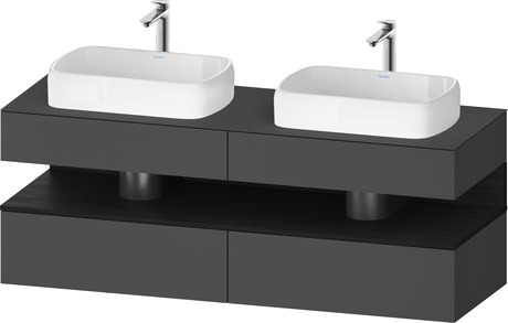 Console wastafelonderbouw hangend, QA4779016490000 front: Grafiet Mat, Decor, corpus: Grafiet Mat, Decor, console: Grafiet Mat, Lak, Nis: Eiken zwart Mat, Decor