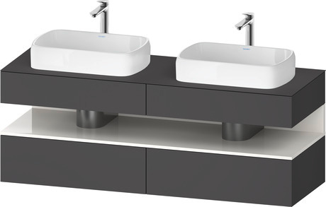 Console wastafelonderbouw hangend, QA4779022490000 front: Grafiet Mat, Decor, corpus: Grafiet Mat, Decor, console: Grafiet Mat, Lak, Nis: Wit Hoogglans, Decor
