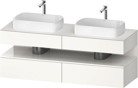 Console wastafelonderbouw hangend, QA4779022840000 front: Wit Supermat, Decor, corpus: Wit Supermat, Decor, console: Wit Supermat, Lak, Nis: Wit Hoogglans, Decor