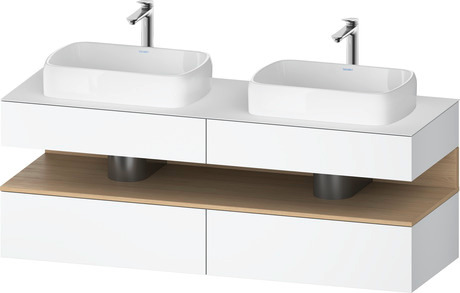 Console wastafelonderbouw hangend, QA4779030180000 front: Wit Mat, Decor, corpus: Wit Mat, Decor, console: Wit Mat, Lak, Nis: Natuur eiken Mat, Decor