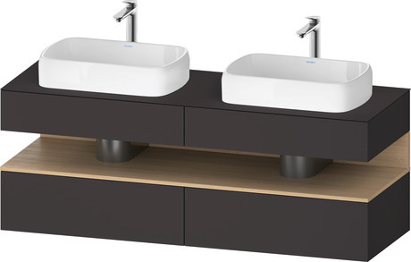 Console wastafelonderbouw hangend, QA4779030800000 front: Grafiet Supermat, Decor, corpus: Grafiet Supermat, Decor, console: Grafiet Supermat, Lak, Nis: Natuur eiken Mat, Decor