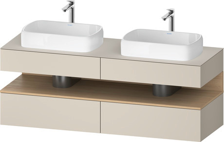 Console wastafelonderbouw hangend, QA4779030830000 front: Taupe Supermat, Decor, corpus: Taupe Supermat, Decor, console: Taupe Supermat, Lak, Nis: Natuur eiken Mat, Decor