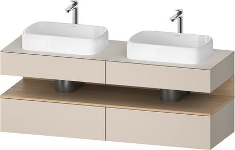 Console wastafelonderbouw hangend, QA4779030910000 front: Taupe Mat, Decor, corpus: Taupe Mat, Decor, console: Taupe Mat, Lak, Nis: Natuur eiken Mat, Decor