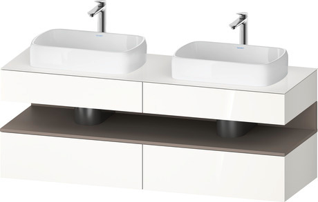 Console wastafelonderbouw hangend, QA4779043220000 front: Wit Hoogglans, Decor, corpus: Wit Hoogglans, Decor, console: Wit Hoogglans, Lak, Nis: Basalt Mat, Decor