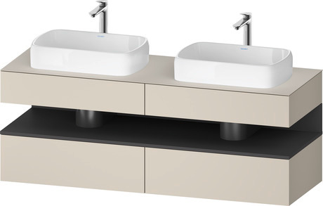 Console wastafelonderbouw hangend, QA4779049830000 front: Taupe Supermat, Decor, corpus: Taupe Supermat, Decor, console: Taupe Supermat, Lak, Nis: Grafiet Mat, Decor