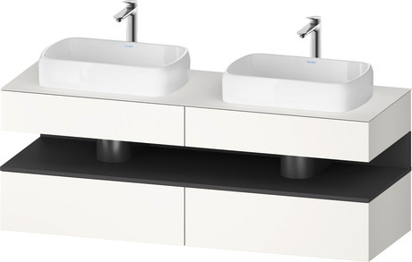 Console wastafelonderbouw hangend, QA4779049840000 front: Wit Supermat, Decor, corpus: Wit Supermat, Decor, console: Wit Supermat, Lak, Nis: Grafiet Mat, Decor