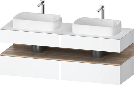 Console wastafelonderbouw hangend, QA4779055180000 front: Wit Mat, Decor, corpus: Wit Mat, Decor, console: Wit Mat, Lak, Nis: Gemarmerd eikenhout Mat, Decor